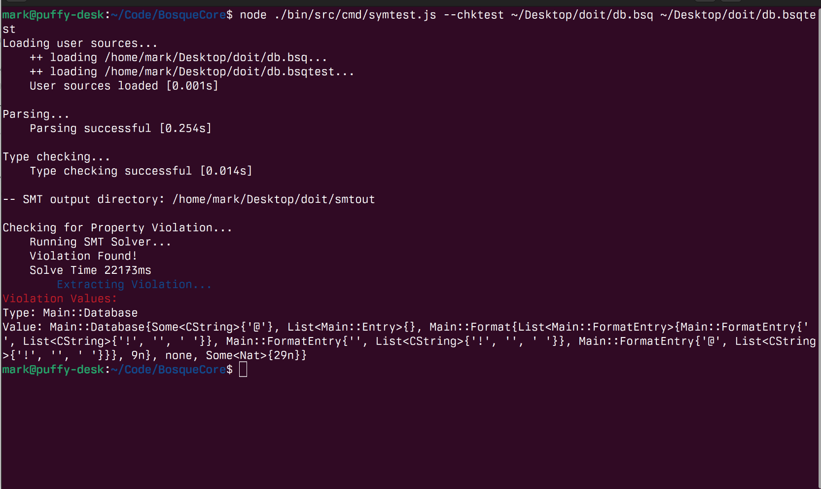 Error report -- counter-example input found